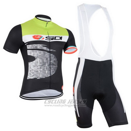 2015 Cycling Jersey Castelli SIDI Black and Green Short Sleeve and Bib Short